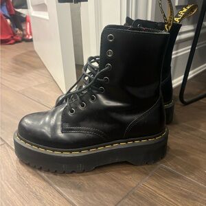 Dr. Martens Black Combat Boots with Lace-Up Design